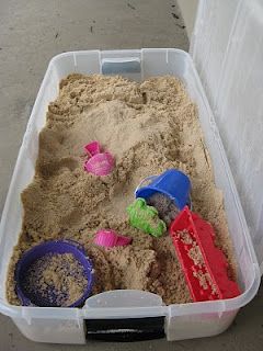 Alex's Easter Present perhaps....an under the bed storage bin, sand and play toys - perfect for on our deck for playing this summer! Diy Sandbox, Kids Sandbox, Easter Presents, Backyard Fun, Sandbox, Storage Bin, Outdoor Play, Outdoor Kids, Outdoor Fun