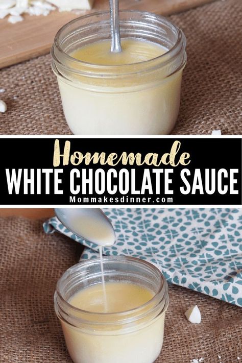 Mocha Sauce Recipe, Chocolate Sauce Recipe, Homemade White Chocolate, White Chocolate Ice Cream, White Chocolate Syrup, Chocolate Sauce Recipes, Chocolate Dipping Sauce, White Chocolate Sauce, White Chocolate Mocha