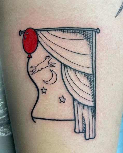 Goodnight Moon Tattoo Ideas, Good Night Moon Tattoo, Tin Man Tattoo, Storybook Tattoo, Goodnight Moon Tattoo, Dali Tattoo, Horse Tattoo Design, Funky Tattoos, Goodnight Moon