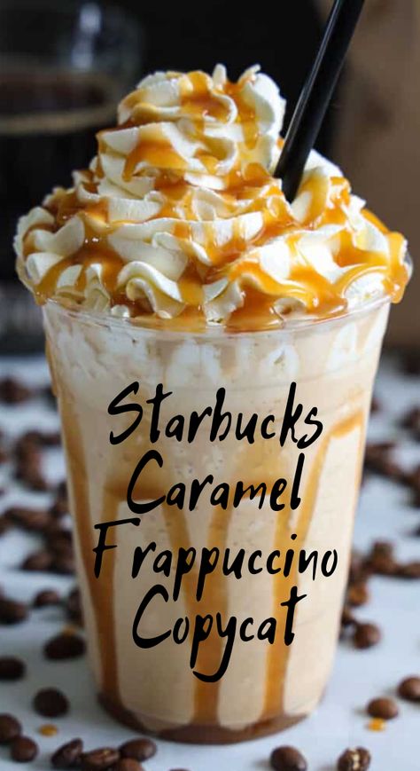 Starbucks Caramel Frappuccino, Starbucks Frappuccino Recipe, Copycat Drink Recipes, Copycat Starbucks Drinks, Frappuccino Starbucks, Café Starbucks, Homemade Frappuccino, Frappe Recipe, Caramel Frappuccino