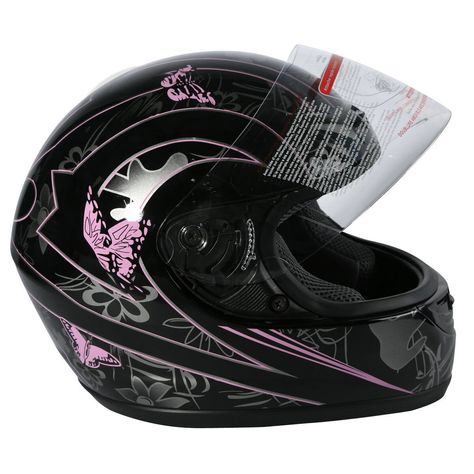 Pink Black Butterfly Motorcycle Full Face Helmet Trust Our 15 years wholesale experience can do the best business online with you ！ Description Condition: Brand New Main Color: Black/Pink Helmet Size: Small/Medium/Large/XXLarge (Adult) Helmet Features: Beautiful glossy UV protective finished S/M/L/XXL size For Adult Light weight extremely durable composite shell Heavily cushioned and very comfortable interior Removable and washable padding, adjustable circulation vents with flip-up visor Well vented all purpose product for summer or winter riding DOT Safety Standard Comes with a Helmet Bag New In Box NOTE: Please MEASURING YOUR HEAD Before Bidding A small metal tape measure, or a cloth tape may be used to make your initial measurement.The circumference of the head should be measured at a p Pink Helmet, Motorcycle Street, Pink Motorcycle, Biker Helmets, Cool Motorcycle Helmets, Street Motorcycle, Motocross Helmets, Motorcycle Aesthetic, Winter Riding