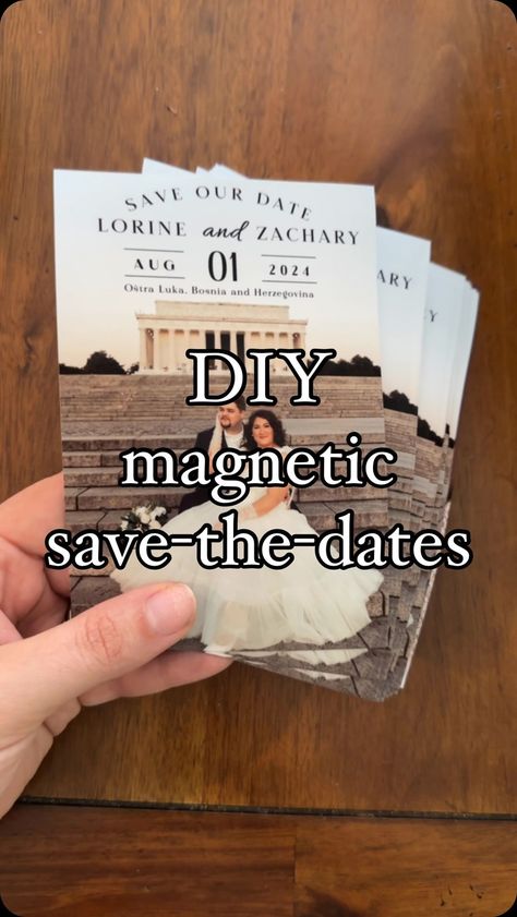 Lorine | DC Blogger LTK & Amazon Affiliate | DIY magnetic save the dates price breakdown below 👇🏼 Canva: free - canva pro is $120 for the year I used canva ALL THE TIME for wedding… | Instagram Wedding Invite Magnet, Save The Date Ideas Canva, Wedding Invitations Magnet, Save The Date Ideas Magnets, Unique Save The Date Ideas For Weddings, Diy Save The Date Ideas, Homemade Save The Dates, Fun Save The Date Ideas, Creative Save The Date Ideas