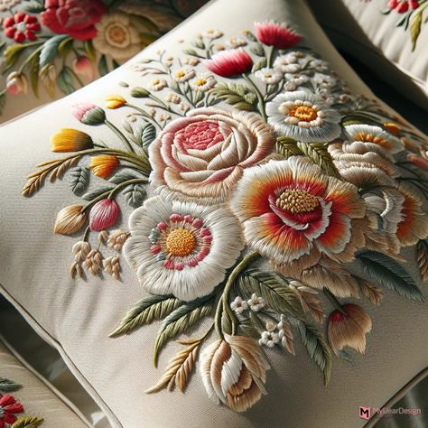 Top 10 Pillow Embroidery Ideas to Transform Your Home Decor Crewel Embroidery Pillows, Embroidery Designs For Cushion Covers, Embroidery Cushion Covers Ideas, Embroidery Pillows, Embroidery Cushion, Cushion Embroidery, Hand Embroidered Pillows, Pillow Embroidery, Couture Embroidery