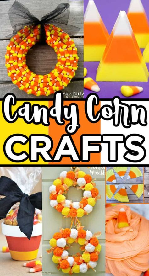 Diy Candy Corn, Corn Crafts, Halloween Candy Crafts, Candy Corn Crafts, Thanksgiving Candy, Candy Corn Wreath, Candy Corn Decorations, Sleepover Birthday, Halloween Foods