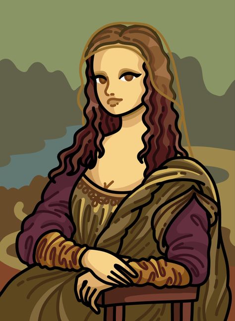 #monalisa #thelouvre #redraw #art #mona #leonardodavinci Mona Lisa In Different Art Styles, Monalisa Drawings, Monalisa Cartoon, Mona Lisa Cartoon, Monalisa Painting, Monalisa Art, Mona Lisa Drawing, Mona Lisa Art, La Mona Lisa