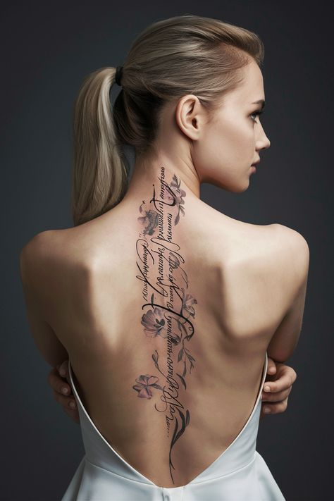 Discover the beauty of spine tattoos for women that blend elegance with personal meaning. From delicate floral designs to unique symbols, these tattoos can represent your journey and aspirations. Explore inspiring quotes, including Bible verses, that convey strength and spirituality. Whether you prefer a dainty butterfly or a bold snake, spine tattoos are a canvas for your story.#spinetattoos #tattooideas #womenstattoos #eleganttattoos French Tattoo, French Designs, Dainty Butterfly, Spine Tattoos For Women, Unique Symbols, Tattoo Women, Back Tattoo Women, Tattoo Cover-up, Spine Tattoos