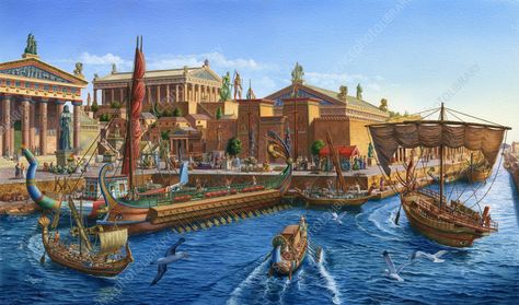 Thonis-Heracleion was an ancient Egyptian port city located near the Canopic Mouth of the Nile. Credit CHRISTIAN JEGOU. Ancient City Concept Art, Minecraft Port, Pirate City, Egyptian Ruins, Golden Goblet, Egyptian City, Roman Civilization, Ancient Egyptian Cities, Ancient Greek City