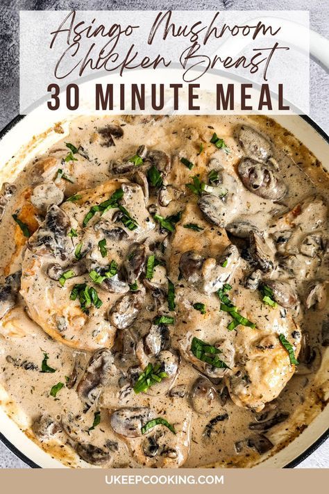 Enjoy a delicious Asiago Mushroom Chicken Breast in just 30 minutes! 🧀🍗 This quick and easy recipe combines juicy chicken breasts with a creamy Asiago cheese and mushroom sauce for a mouthwatering meal. Perfect for busy weeknights, it’s a flavorful and satisfying dish you'll love!