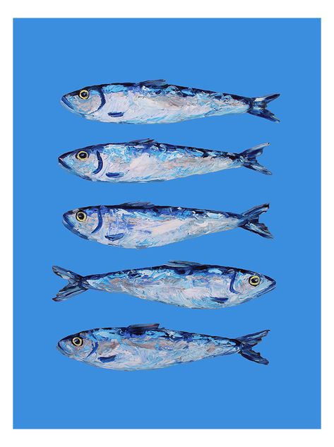 Sardine Line Drawing, Sardines In A Can, Sardine Wallpaper, Blue Fish Drawing, Sardines Painting, Sardine Painting, Sardines Illustration, Fish Art Drawing, Sardine Art