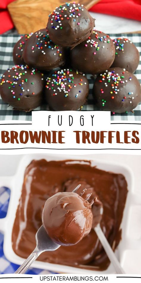 Fudgy Brownie Truffles Brownie Cake Balls, Chocolate Finger Desserts, Brownie Dessert Ideas, Valentine’s Day Baked Goods, Brownie Pops Recipe, 5 Ingredient Cookies, Popsicles Packaging, Brownie Truffles Recipe, Cake Pops Brownie