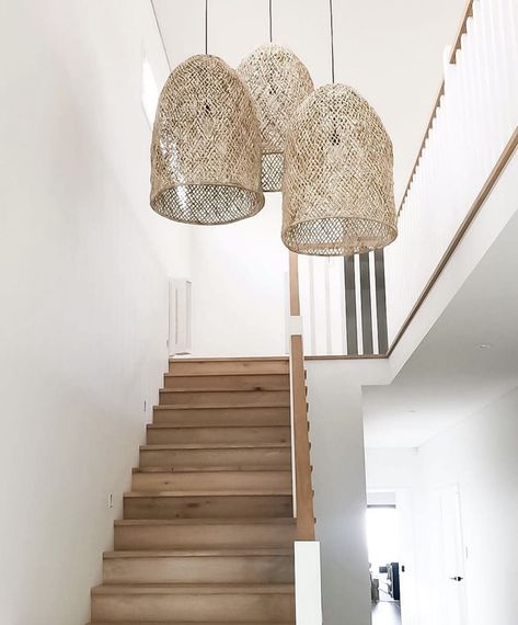 Stair Lighting Pendant, Scandinavian Hallway, Stairway Chandelier, Scandinavian Pendant Lighting, Wicker Chandelier, Staircase Pendant Lighting, Stairwell Chandelier, Entryway Pendant Lighting, Staircase Lighting Ideas