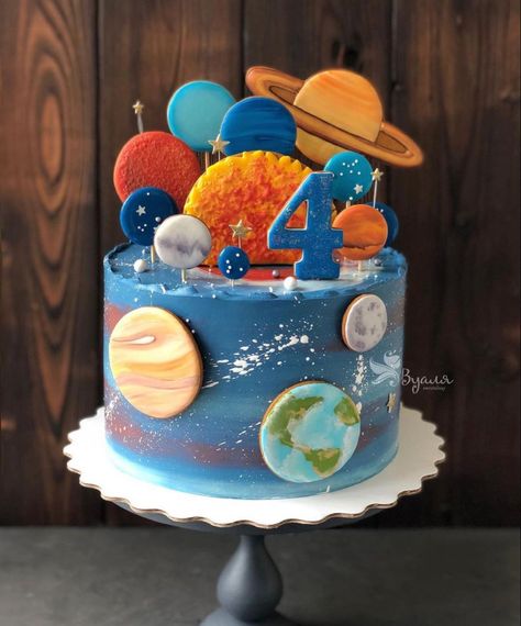 Bright Birthday Cakes, Solar System Cake, Rocket Cake, Planet Birthday, Space Cake, Christmas Cakes Easy, Boys Cake, Galaxy Cake, Boys First Birthday Party Ideas