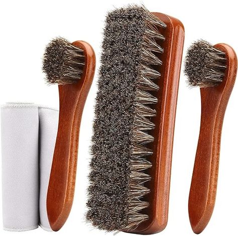 Amazon.com: Unekez 4-Piece Horsehair Shoe Brush Shine Kit, Shoe Polish Kit, Leather Shoes Boot Cleaning Brush Care Clean Dauber Applicators : Clothing, Shoes & Jewelry Cleaning Leather Shoes, Shoe Wax, Boot Brush, Suede Cleaner, Shoes Boot, Shoe Brushes, Shoe Polish, Shoe Shine, Wooden Shoes