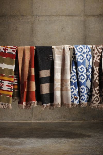 Pendleton Portland Collection, Scarf Photography, Pendleton Blanket, Fabric Photography, Pendleton Woolen Mills, Cabin Fever, Fringe Scarf, Display Design, Window Display