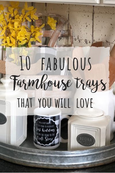 Today I'm rounding up 10 fabulous farmhouse trays for your home that you'll love! Galvanized, wood, oval and tiered...a little bit of it all! Kitchen Serving Tray Decor, Round Metal Tray Decor Ideas, Metal Serving Tray Decor Ideas, Metal Tiered Tray Decor, Rustic Tray Decor, Oval Tray Decor Ideas, Farmhouse Tray Decor Ideas, Galvanized Tray Decor Ideas, Decorative Tray Ideas Kitchen