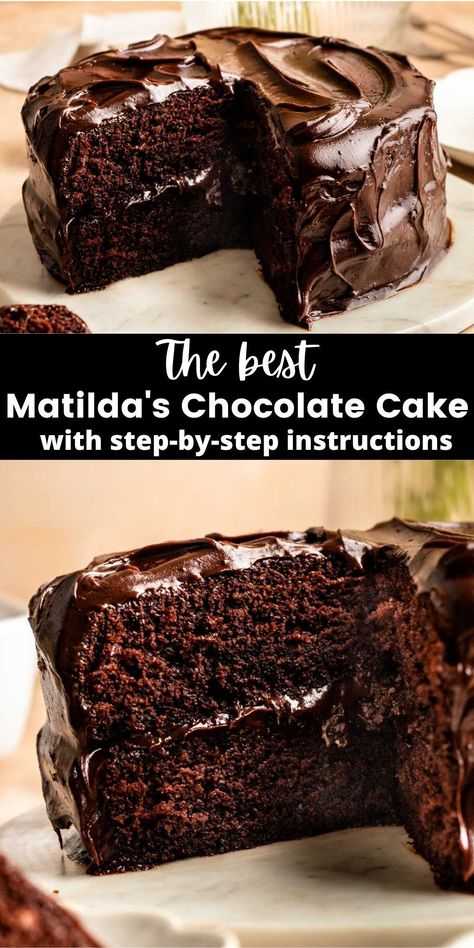 Matilda Chocolate Cake, One Bowl Chocolate Cake, Chocolate Cake Layers, Funnel Cakes, Chocolate Fudge Frosting, Potluck Desserts, Chocolate Cake Recipe Easy, Cake Aesthetic, Cake Layers