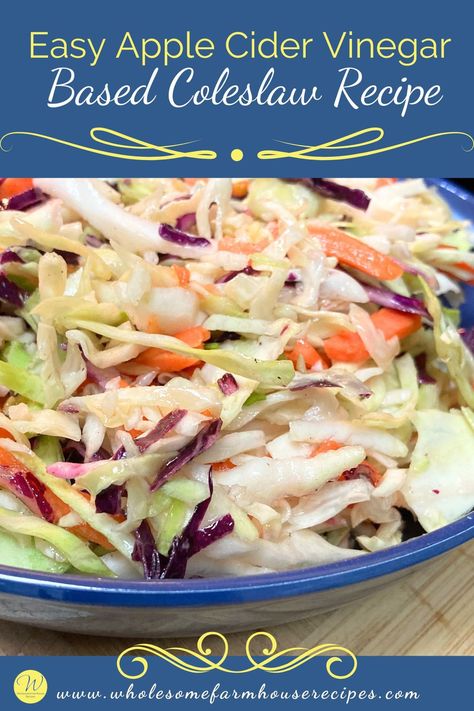 Easy Apple Cider Vinegar Based Coleslaw Recipe Cava Recipe, Vinegar Based Coleslaw, Apple Cider Vinegar Coleslaw, Vinegar Based Coleslaw Recipe, Apple Coleslaw Recipe, Classic Coleslaw, Make Apple Cider, Vinegar Coleslaw, Apple Coleslaw