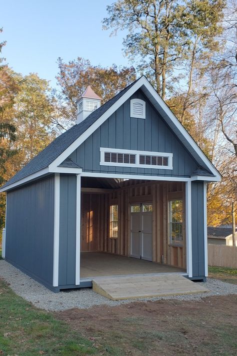 What's not to love about an Elite series garage? #kloterfarms #garages #sheds #garagebuilders #garagedesign #garagegoals Garage Plans Detached Workshop, One Car Garage Ideas, Pool Shed Interior, Shed Interior Design Ideas, Detached Garage Ideas, Farm Storage Buildings, Metal Garage Kits, Build A Garage, Garage Redo