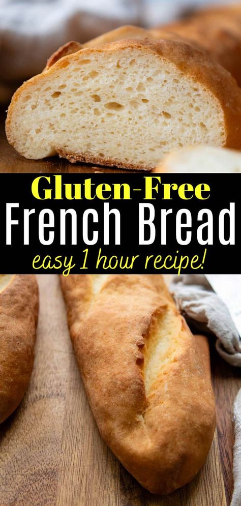 Crusty, Airy Gluten-Free French Bread (1 Hour) Bread 1 Hour, Gluten Free French Bread, Gluten Free Benefits, Homemade Gluten Free Bread, Gluten Free Sourdough, Gluten Free Recipes Bread, Gluten Free Living, Free In French, Homemade Gluten Free