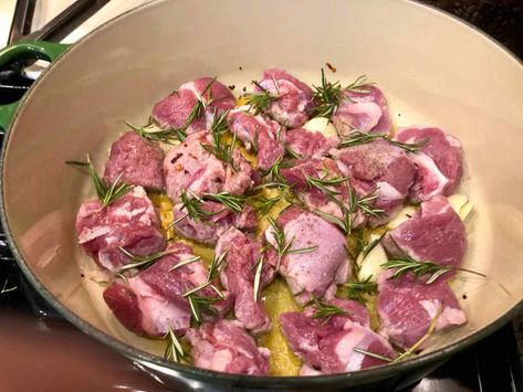 Lamb Chunks Recipes, How To Cook Lamb, Lidia Bastianich, Italian Olives, Dutch Oven Recipes, Lamb Roast, Dinner Guest, Oven Roast, Stew Recipes