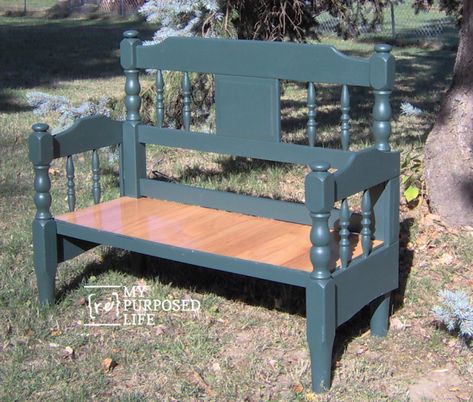 If you have been wanting to make a headboard bench, but have been intimidated by the process, this might be just what you've been looking for! No special tools needed. Only a saw and a drill. #MyRepurposedLife #repurposed #headboard #bench #diy #easy Upcycling, Bench Diy Easy, Headboard Bench Diy, Easy Headboard, Make A Headboard, Farmhouse Thrift Store Makeovers, Bee Trap, Bed Frame Bench, Repurposed Headboard