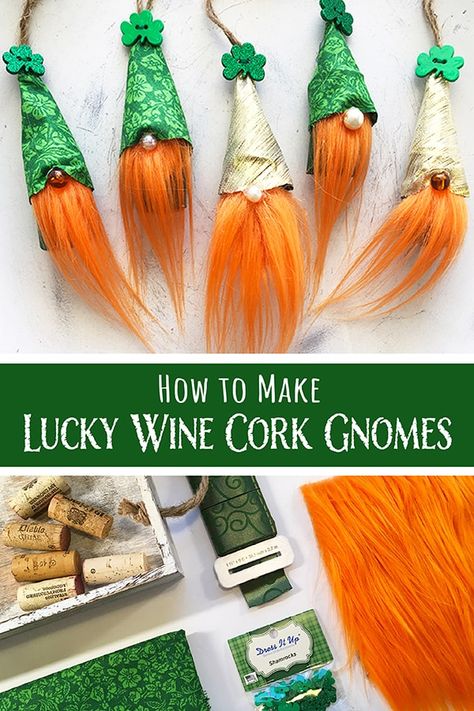 Wine Cork Gnomes, Cork Gnomes, Wine Cork Gifts, Wine Cork Diy Projects, Wine Cork Crafts Christmas, Cork Diy Projects, Saint Patricks Day Art, Cork Crafts Christmas, Wine Cork Diy Crafts