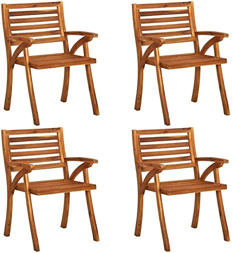 Patio Outdoor Seating Lawn Lounge Chair for Patio, Porch, Deck, Garden, Poolside, Backyard Patio Chairs 4 pcs Solid Acacia Wood Wooden Chair Design, Wooden Patio Chairs, Wooden Garden Chairs, Wood Patio Chairs, Outdoor Lounge Seating, Outdoor Tables And Chairs, Garden Dining Set, Patio Dining Chairs, Garden In The Woods