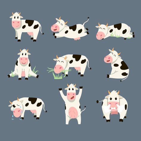 Cow Cartoon Drawing, Colorful Animal Paintings, Spotted Cow, Sweet Cow, Cow Vector, Cow Illustration, Cow Drawing, Background Cartoon, Friday Mood