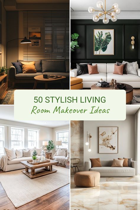 Discover 50 stylish living room makeover ideas with practical solutions. The pin features 4 images showcasing modern decor, cozy layouts, and inviting designs to transform your space. Living Room Renovation Ideas, Room Renovation Ideas, Renovation Living Room, Living Room Makeover Ideas, Before And After Renovation, Room Makeover Ideas, Unique Living Room, Living Room Renovation, Entertaining Friends