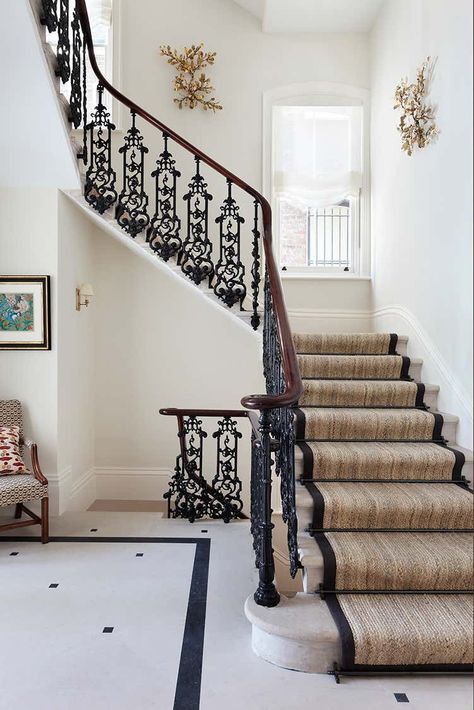 London House Interior, Regency Interior Design, Regency Interior, Studio Ashby, Georgian Interiors, Tiled Hallway, London Houses, Georgian Townhouse, New Staircase