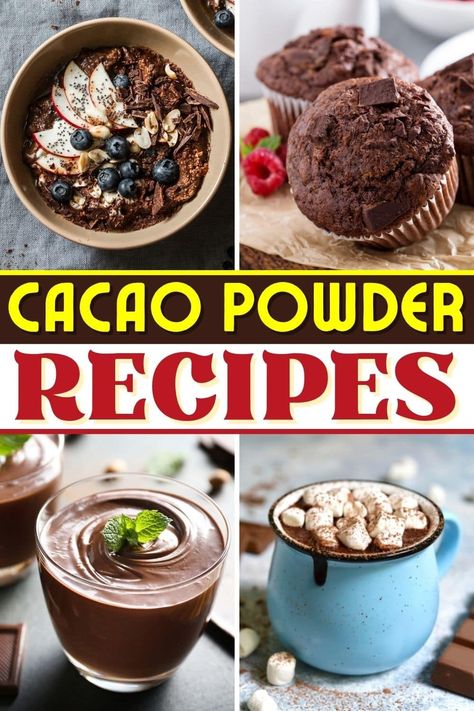 Chocolate lovers unite! These cacao powder recipes are crazy-delicious, possibly unexpected, and seriously chocolatey. They're even a little healthy! Navitas Cacao Powder Recipes, Carob Recipes, Cacao Powder Recipe, Cacao Benefits, Sugar Addict, Vegan Chocolate Cookies, Cacao Smoothie, Cocoa Powder Recipes, Cacao Recipes