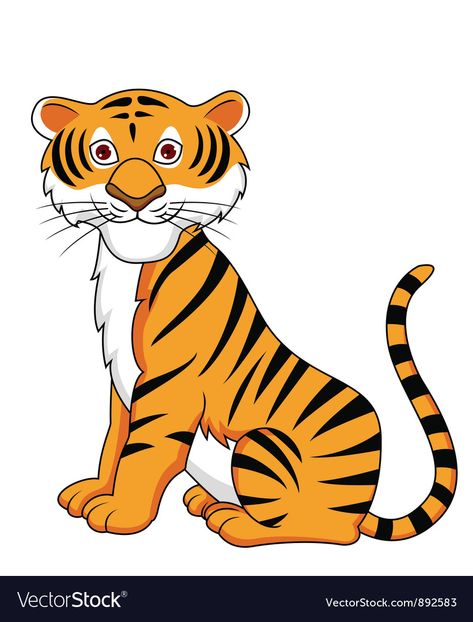 Tiger cartoon Royalty Free Vector Image - VectorStock Tiger Cartoon Drawing, Tiger Vector, Tiger Images, Animal Cutouts, Tiger Drawing, Cartoon Tiger, Tiger Pictures, Pet Rocks, Vector Art Illustration