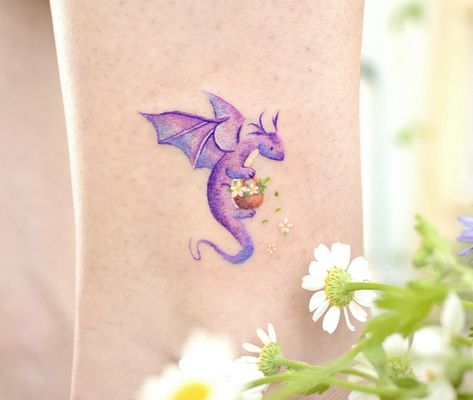 Colorful Dragon Tattoo For Women, Small Colorful Dragon Tattoo, Girl Dragon Tattoo, Book Dragon Tattoo, Watercolor Dragon Tattoo, Baby Dragon Tattoos, Cute Dragon Tattoo, Blue Dragon Tattoo, Black Dragon Tattoo