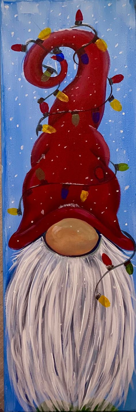 Make Paint, Gnome Paint, Gnome Pictures, Christmas Canvas Art, Christmas Paintings On Canvas, Holiday Painting, Christmas Signs Wood, Gnomes Crafts, Christmas Canvas