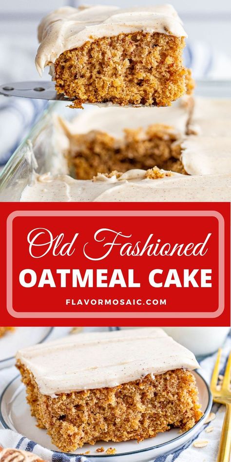 Delicious Oatmeal, Old Fashioned Oatmeal, Cinnamon Cream Cheese, Oatmeal Cream Pies, Oatmeal Cake, Homemade Oatmeal, Cake Recipes Easy Homemade, Easy Oatmeal, Cinnamon Cake