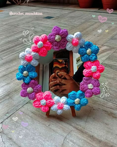 Love at first reflection ! that can be true with our crochet puff flower mirror🥀 Add a touch of handmade happiness to your daily routine. DM us to order 🌻 . . . . #crochetpuffflower #crochetmirror #puffflower #viralmirror #pintrestmirror #crochetpuffflowermirror #CrochetAccessories #crochetdecor #crochethomedecor #valentinegift #giftforher #smallbussinessowner #ShopSmall #exploremore Puff Flower, Crochet Puff Flower, Pin Trest, Flower Mirror, Crochet Home Decor, Love At First, Crochet Accessories, Daily Routine, Valentine Gifts