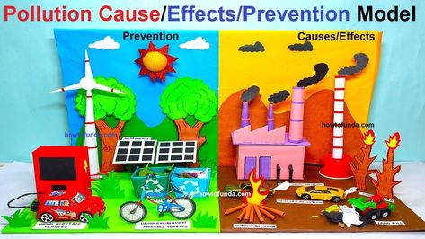 pollution causes effects and prevention(air - water - land pollution) | DIY | howtofunda | science project #pollutionmodel #pollutioncauses #effects #prevention #control #scienceproject #modelmaking #diy #howtofunda #sciencefair #scienceexhibition Air Land And Water Pollution Activities, Types Of Pollution Project, Land Pollution Project, Pollution Science Project, Pollution Model Project, Pollution Project Ideas, Air Pollution Model, Water Pollution Project, Air Pollution Project