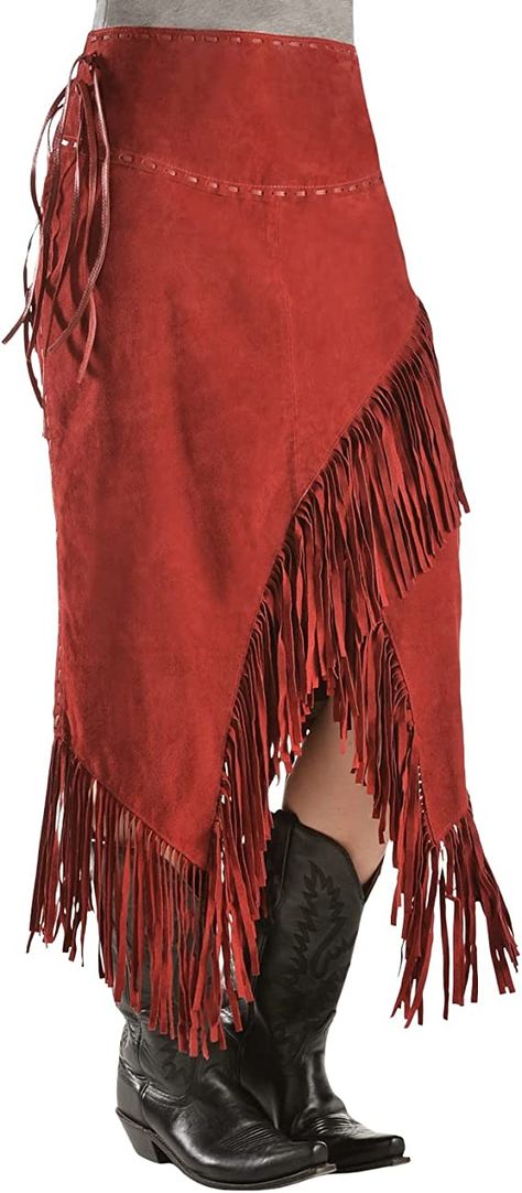 Scully Women's Asymmetrical Fringe Suede Leather Skirt Pagan Clothes, Wedding Skirts, Leather Fringe Skirt, Queen Clothes, Cowgirl Skirt, Native American Dress, Suede Fringe Skirt, Cowgirl Couture, Plain Skirt