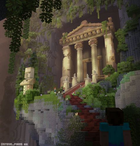 “Steve finds a mysterious temple #Minecraft #Minecraftbuilds #minecraft建築コミュ” Ancient Minecraft Builds, Fantasy World Minecraft, Temple In Minecraft, Mystical Minecraft, Minecraft Ancient Temple, Temple Minecraft, Minecraft Temple, Minecraft Underground, Minecraft Steampunk