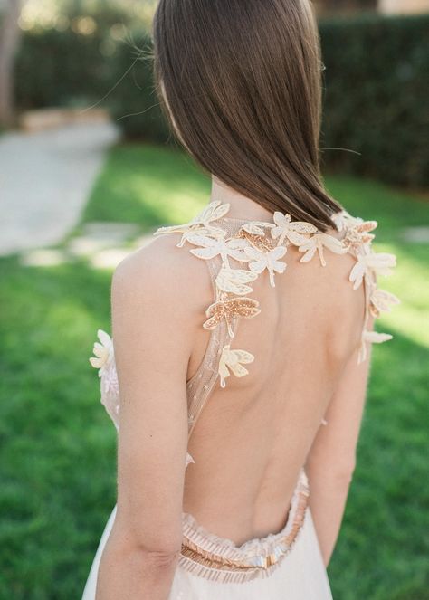 Wood Wedding Dress, Wedding Dress With Gold, Dragonfly Wedding, Bridal Atelier, Couture Top, Handmade Wedding Dresses, Gold Wedding Dress, Wood Wedding, Couture Tops