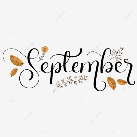 September Clipart Free, September Hand Lettering, September Chalkboard Ideas, Hello September Month, Months Lettering, Calendar Lettering, September Graphic, September Clipart, September Chalkboard