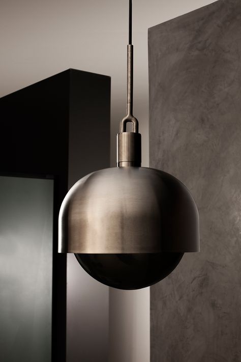 Explore gun metal as a finish in your home. Whether it's kitchen design, living spaces, bedrooms, or social spaces, gun metal is the Buster + Punch finish that marries light with dark perfectly. Forks Design, Grey Scale, Buster Punch, Shop Cabinets, Suspended Lighting, Lighting Concepts, Social Space, Metal Light, Interior Deco