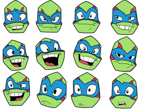 Rottmnt Leo Expressions, Rottmnt Face Expressions, Rottmnt Leo Reference Sheet, Rottmnt Facial Expressions, Rottmnt Mouth Reference, Rottmnt Drawing Reference, Rottmnt Expression, Rottmnt Character Design, Tmnt Reference