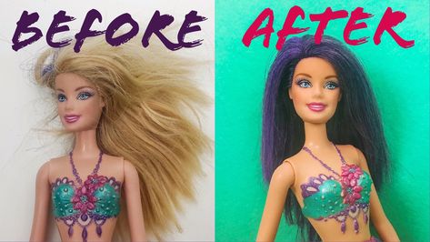 How To Dye Doll Hair, How To Dye Barbie Hair, Doll Hair Repair, Fix Doll Hair, Old Barbie Dolls, Champagne Blonde Hair, Doll Hairstyles, Making Wigs, Hairstyles Diy