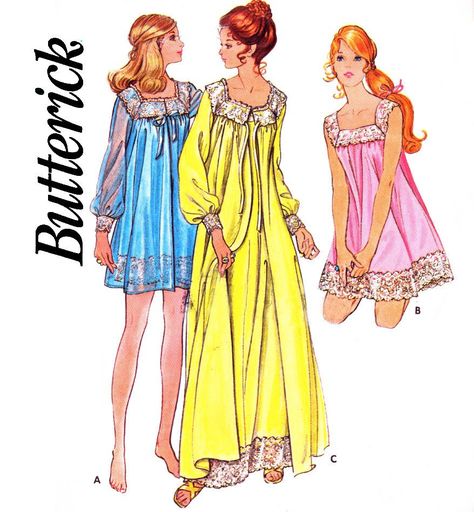 NIGHTGOWN & ROBE – Butterick 5938, Size 8-10, Vintage Sleepwear Sewing Pattern, Robe Sewing Pattern, Nightgown Pattern, Nightie, Baby Doll #quilting #quiltpatterns #sewing #sewingpatterns #quilts #crafts #crafting #etsy #etsyshop #etsyseller #peartreelaneco #honestyteam #lingeriepattern #fashion Couture, Baby Nightgown, Wedding Nightgown, Butterick Patterns Vintage, Nightgown And Robe, Nightgown Pattern, Nightgown Robe, Lingerie Patterns, Lingerie Vintage