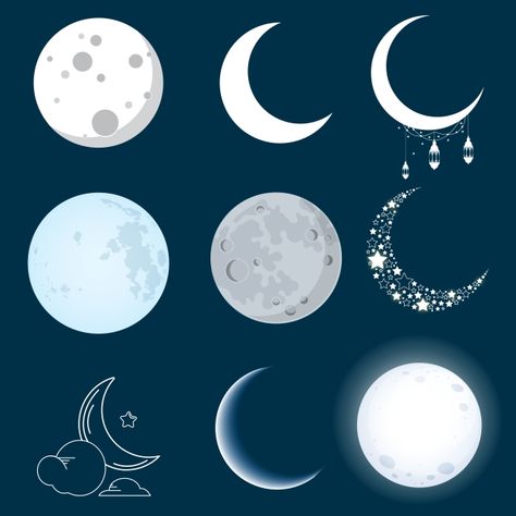 How To Draw Moon Digital, Moon Craters Drawing, Moon And Star Illustration, Night Illustration Moonlight, Cartoon Moon Drawing, New Moon Drawing, Moon Cute Drawing, Moon Night Drawing, New Moon Illustration