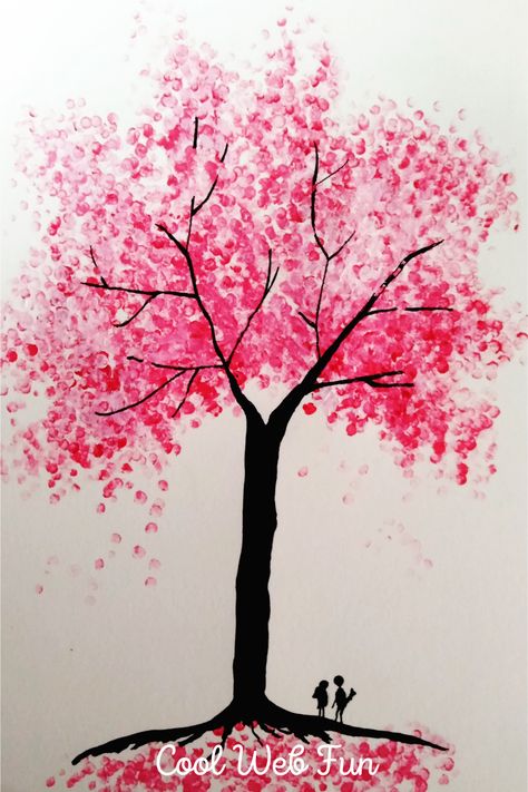 The pink and white cherry blossom painting done with buds and brush pens. The cherry blossom always brings out the best color of nature and it looks so beautiful. The perfect romantic gateway. Simple Beautiful Paintings, Cherry Blossom Drawing Easy, Cherry Blossom Drawing Simple, Japanese Painting Easy, Buds Painting, Paint Brush Painting, Cherry Blossom Drawing, Tree Drawing Simple, Sakura Painting