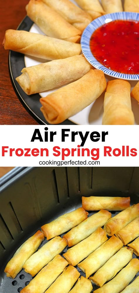 Spring Roll Air Fryer Recipes, Spring Rolls Air Fryer Recipe, Frozen Spring Rolls In Air Fryer, Chinese Food Recipes Air Fryer, Spring Roll Air Fryer, Airfryer Spring Rolls, Air Fryer Lumpia Frozen, Air Fryer Spring Rolls Recipe, Things To Make In Air Fryer