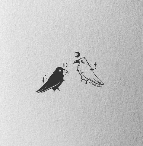 Black Crow Tattoos, Crow Tattoos, Rabe Tattoo, Crows Drawing, Crow Tattoo Design, Crow Tattoo, Raven Tattoo, Bff Tattoos, Mother Daughter Tattoos