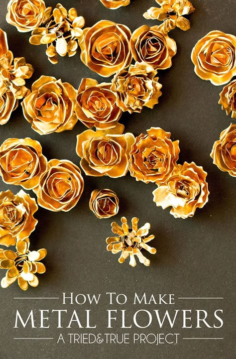 Follow this easy Metal Flower Tutorial to create the perfect little embellishments for your crafting needs! Includes detailed directions and photographs. Diy Metal Flowers, How To Make Metal, Do It Yourself Decoration, Soda Can Crafts, Diy Fleur, Tin Can Art, Aluminum Can Crafts, Quilled Creations, Flower Embellishments